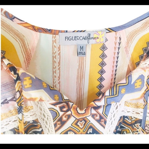 FIGUEROA & FLOWER (Anthropologie) Boho Blouse With Crop Sleeves Purple Sz Medium - Picture 12 of 14